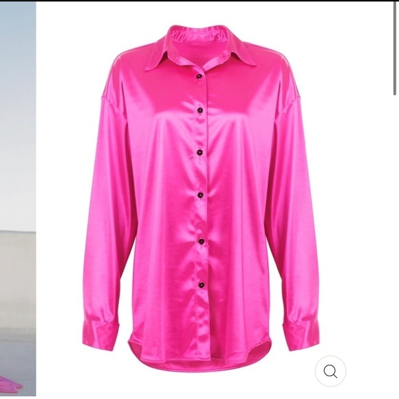 𝅺laina Rauma Set Small Hot Pink satin Club Bed Top Drawstring pants - Picture 10 of 12